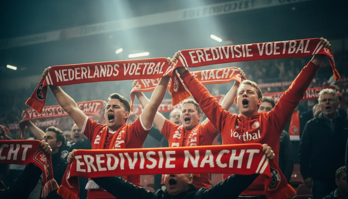 Supporters van Ajax PSV en Feyenoord in stadion tijdens Eredivisie klassieker