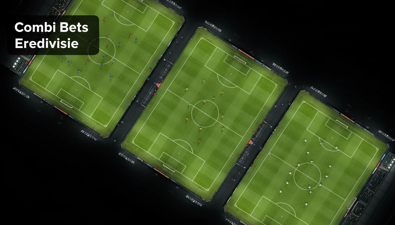 Meerdere Eredivisie-wedstrijden spelen tegelijkertijd op verschillende velden vanuit vogelperspectief