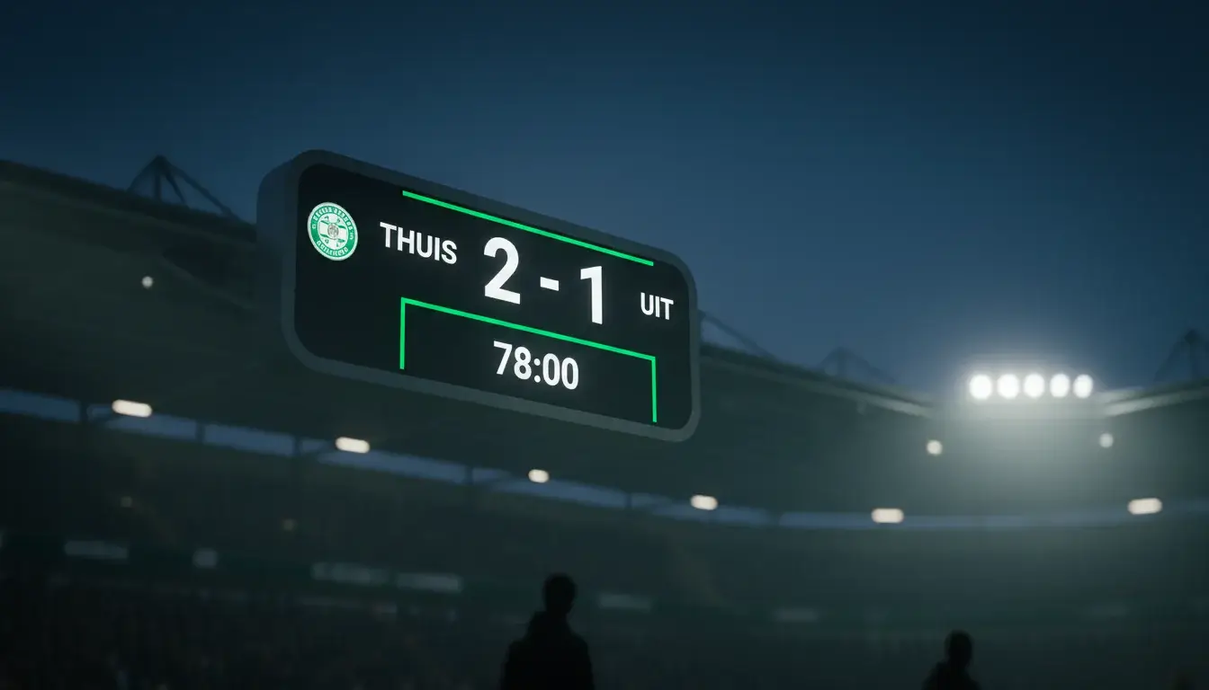 Eredivisie wedstrijd scorebord met doelpunten voor Over Under weddenschappen