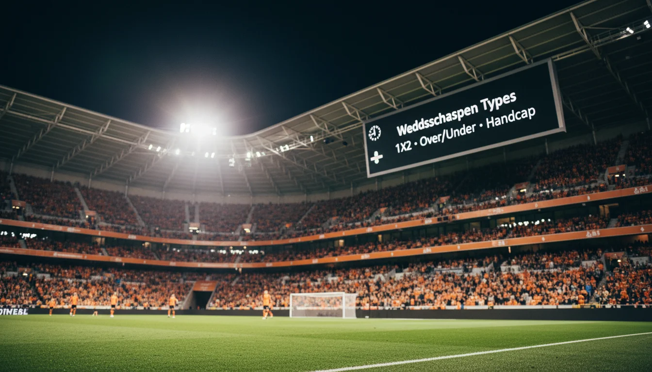 Eredivisie weddenschappen types: 1X2, Over/Under en handicap op scorebord