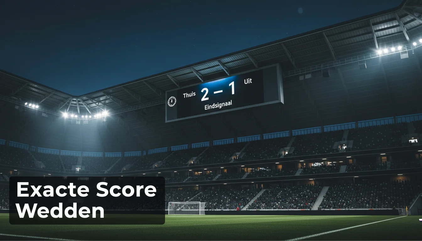 Scorebord boven het veld toont een Eredivisie-uitslag tijdens een wedstrijd in het stadion