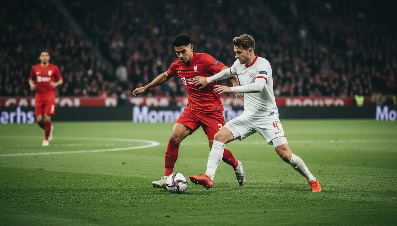 Live Eredivisie voetbalactie met spelers op het veld