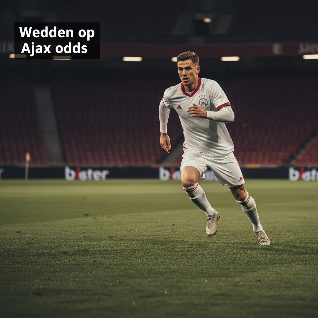 Voetballer in Ajax-shirt schiet op doel in de Johan Cruijff Arena