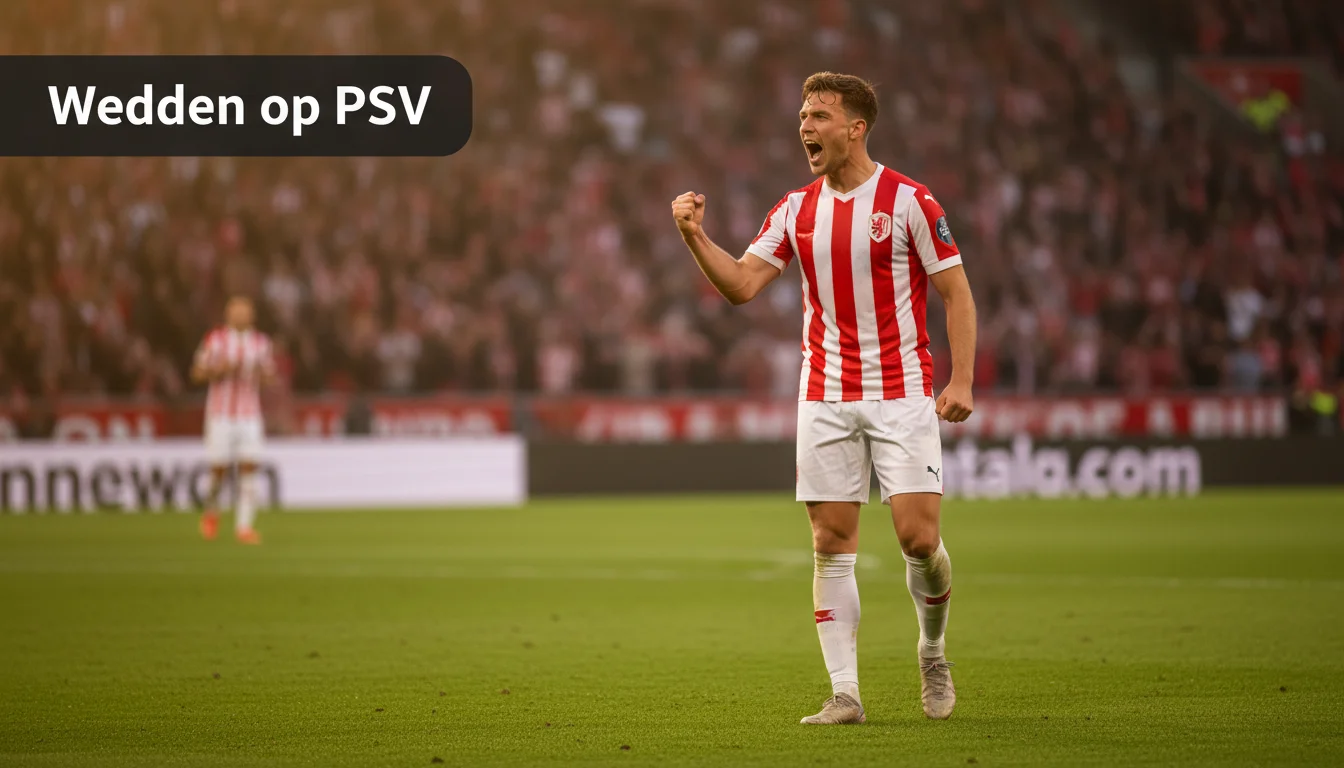 PSV-speler viert doelpunt op het veld van het Philips Stadion